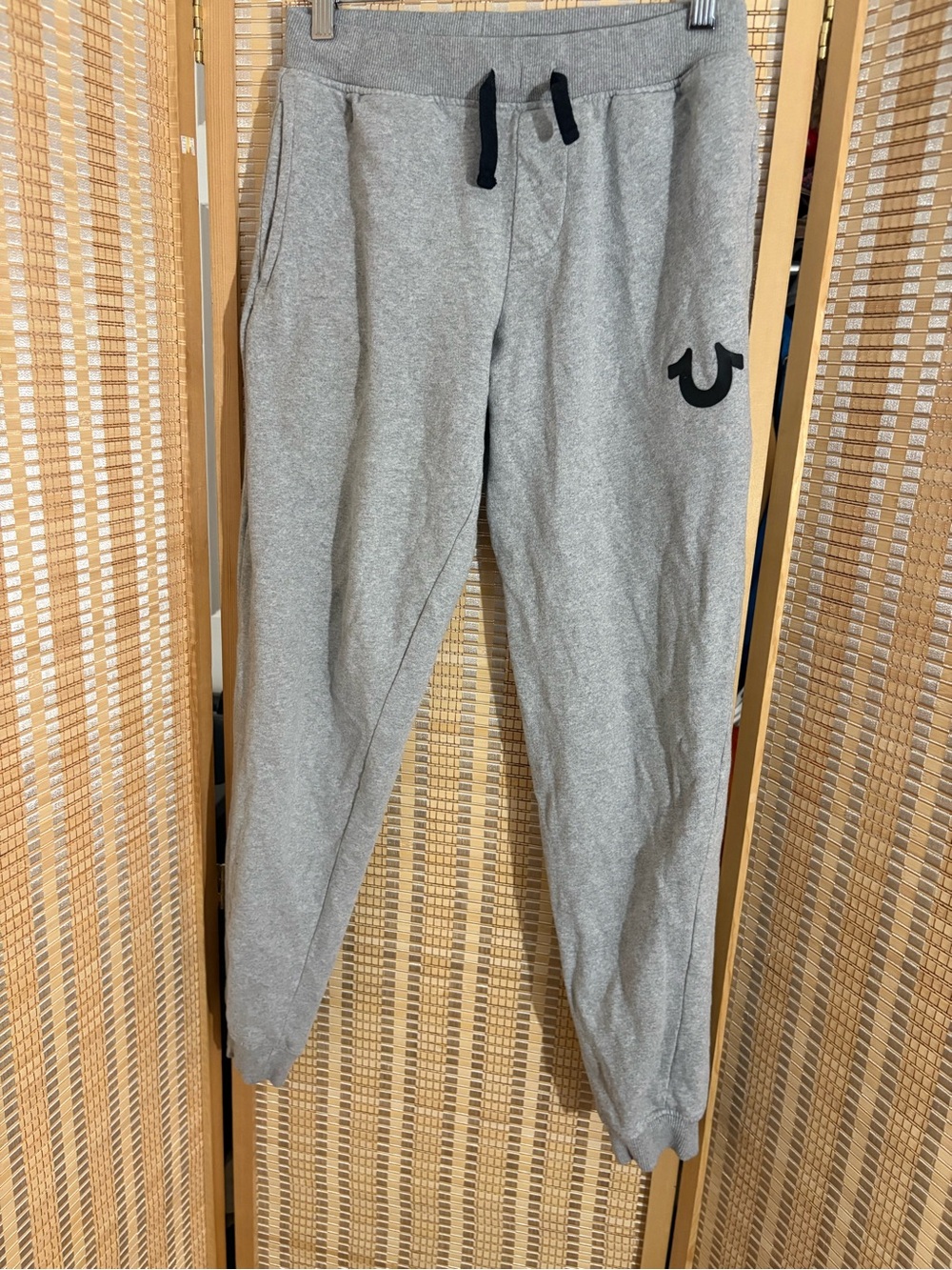True Religion Big Kids Large Heather Gray Sweat Joggers with Black Logo